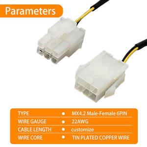 Professional UL1061 22AWG MX4.2 Male-female 6P OEM <b>Power</b> <b>Cable</b> Extension Cord Connector Adapter Harness - Product Image 4