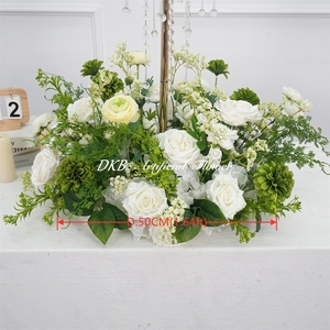 Arreglo de Flores y Plantas Artificiales de Peonía Rosa, 50 cm, Serie Blanca y Verde, Guirnalda de Flores Artificiales para Decoración de Bodas - Product Image 2
