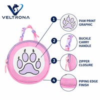 Distributeur de sacs à déjections circulaire à motif patte de chien avec fermeture éclair et poignée de transport – Support pour sacs à déjections pour promenades en extérieur