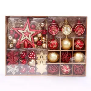 Hot Sale Plastic Balls Pack With Hand Painted Tree Ornaments Home Decoration