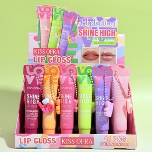 KISS OFRA Shine High Lip Gloss 18ml Brillo Labial Hidratante con Mica y Aceite Mineral, Acabado Brillante, Cadena con Dijes, 6 Colores - Product Image 1