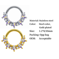 Perhiasan Tubuh Cincin Hidung Anak Berkualitas Tinggi Grosir Model Klasik Fashionable Bahan Stainless Steel 316L Zirkon Warna Emas/Perak untuk Pesta