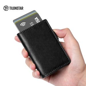 TILONSTAR TVC315 Leather Slim Card <b>Holder</b> Pop up <b>Wallet</b> Rfid Blocking Aluminum Business Id Credit Card <b>Holders</b> - Product Image 3
