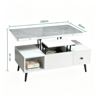 Table basse relevable moderne 2-en-1, table à manger multifonctionnelle, table basse pliable et convertible pour salon