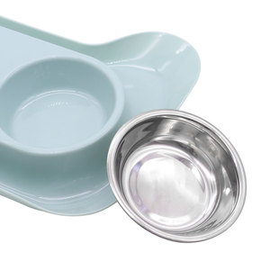 无溢出喂养饮用双重食物水高架狗猫不锈钢碗宠物碗喂食器 - Product Image 2