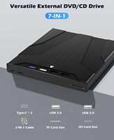 Lecteur DVD externe avec emplacement pour sac, graveur DVD 7-en-1, lecteur de CD portable USB 3.0 avec lecteur de carte SD/TF pour ordinateur portable Windows Linux MacOS