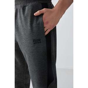 Pantalon de survêtement pour homme en tissu texturé anthracite mélangé, coupe standard, brodé - 82126 - Anthracite mélangé - Product Image 3