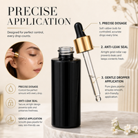 Flacon compte-gouttes en verre noir pour huiles essentielles 30ml 50ml, sérigraphie pour échantillons de sérum cosmétique, commande en gros, fournisseur, couleur personnalisée