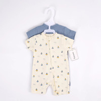 Ensemble 2 pièces pour nouveau-né, barboteuse à manches courtes avec boutons cachés, 100% coton, combinaison bébé toutes saisons, vêtements unisexes, motif de dessin animé