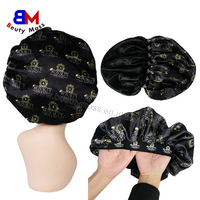 Vente en gros de bonnet de nuit en satin pour les cheveux avec logo personnalisé et bande élastique