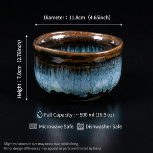 Tazón de Matcha de Cerámica con Técnica de Transformación en Horno, Esmalte Azul Marino Profundo y Misterioso, Venta al por Mayor, Regalo - Product Image 3