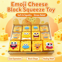 Jouet Squishy en forme de bloc de fromage souple à visages amusants, croustillant et compressible, anti-stress sensoriel, cadeau de fête, boîte surprise, vente en gros