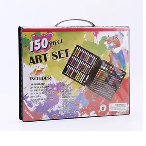 批发150件塑料儿童绘画套装绘画艺术水彩笔蜡笔油粉彩为儿童幼儿幼儿礼物