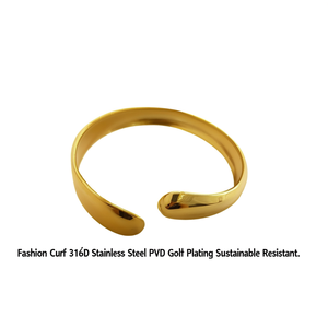 Brazalete de Moda en Acero Inoxidable 316L con Baño de Oro PVD, Sostenible y Resistente - Product Image 2