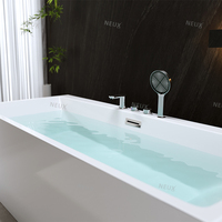 Baignoire autoportante rectangulaire en acrylique de haute qualité, design minimaliste, blanche, sur mesure, pour appartement