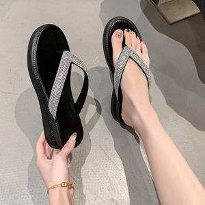 Sandales compensées d'été à strass tendance pour femme, grande <span class=keywords><strong>taille</strong></span>, nouvelle collection 2026, pour le commerce extérieur - Product Image 1