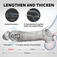 Manchons réutilisables pour hommes pour retarder l'éjaculation, avec anneau vibrant pour pénis, manchon extenseur de pénis doux pour agrandir le pénis