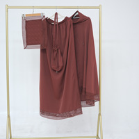 Robe Abaya unie prête à l'emploi 2026 avec volants, ensemble de prière musulman, Telekung et sac de prière pour l'Aïd et le Ramadan