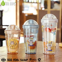 OEM Tasse à bec mignonne personnalisée pour enfants Tasses sans BPA Nouveau design en plastique isolé à double paroi Tumbler réutilisable Tasse avec autocollants de bricolage