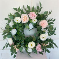 Guirlande de fleurs décorative C-503 en promotion : Couronne de fleurs blanches et vertes pour mariage, centre de table, guide d'allée, fleurs suspendues