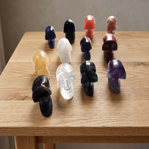 Figurine de crâne en cristal de citrine faite à la main, sculpture artisanale en pierre semi-précieuse, art Feng Shui, objet de collection, décoration - Product Image 6