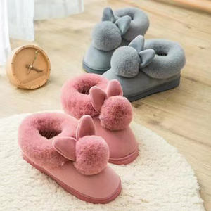 Fabrika toptan sıcak satış peluş keçe moda kürk kış terlik ayakkabı tavşan ev terlik - Product Image 6