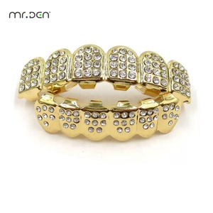 Mr.Den Iced Out Grillz ชุดฟันปลอมรูปหัวใจประดับเพชร สไตล์จัด<span class=keywords><strong>ฟัน</strong></span> แบบถอดได้ เครื่องประดับฟันฮิปฮอป - Product Image 1