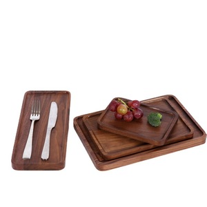 Solid Wood Tray <b>Set</b> <b>Square</b> Serving Platter For Fruit Breakfast Snack Restaurant Tableware Hotel Coffee Tea Use - Product Image 1