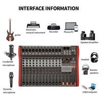 Console de mixage audio professionnelle GAX-CY12 à 12 canaux avec mixeur audio et 99 effets DSP