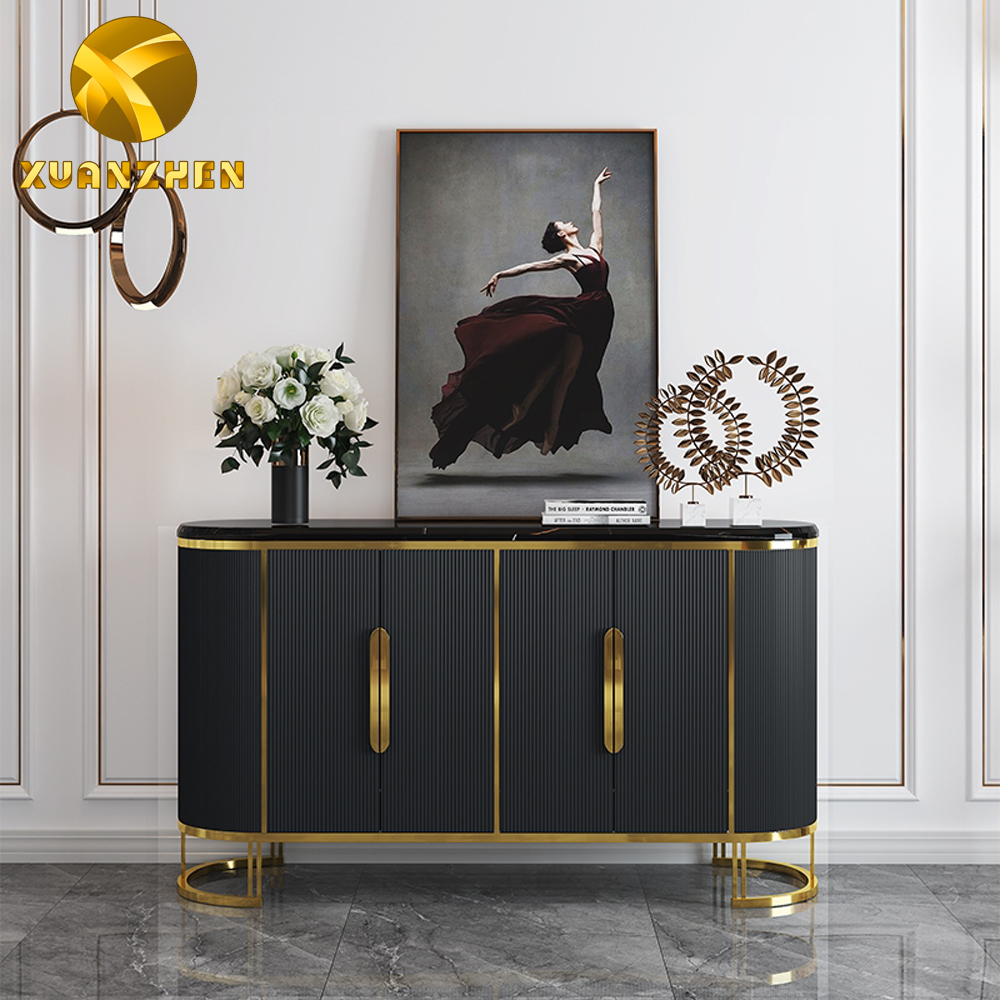 Home furniture sideboard metal living room furniture gold and white sideboard marble top sideboard SB001
