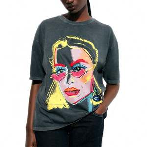 Camiseta de peso pesado con lavado ácido personalizada para mujer, camisetas con serigrafía, fabricantes de ropa personalizados - Product Image 1