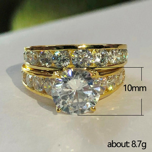 Set di Anelli di Lusso per Coppie, Elegante Gioiello con Zirconi, Regalo per Matrimoni e Feste - Product Image 5