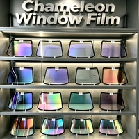 Film pour vitres gris argenté effet caméléon arc-en-ciel, film teinté pour vitres latérales et arrière, film solaire pour voiture IRR65%+ UV99%