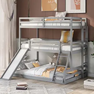 현대 흰색 침실 가구 어린이 십대 성인 나무 기숙사 침대 이층 프레임 3 단 트리플 이층 침대