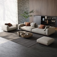 Canapé modulaire sectionnel de luxe léger, style villa italienne moderne, en tissu minimaliste, avec coussins rembourrés en éponge et garnissage en plumes