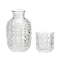 Ensemble Carafe et Verres Vintage pour Chevet – Design Gaufré, Anti-fuite, Base Antidérapante, Pichet Élégant, Facile d'Accès