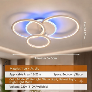 Lámpara de Techo Redonda LED Acrílica Moderna con Marco de Hierro, Iluminación para Sala de Estar, Alto CRI 90, Vida Útil de 50000 Horas - Product Image 5