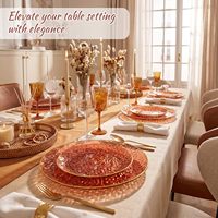 60 Assiettes jetables en plastique marron ambré clair sans BPA, à bord doré martelé, 30 assiettes à dessert roses et 30 assiettes à dîner dorées pour fête