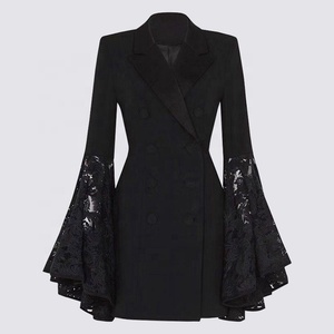 <span class=keywords><strong>Abito</strong></span> da ufficio <span class=keywords><strong>nero</strong></span> Casual da donna in <span class=keywords><strong>pizzo</strong></span> a maniche lunghe vestito Sexy avvolti <span class=keywords><strong>Mini</strong></span> <span class=keywords><strong>abito</strong></span> alla moda - Product Image 3