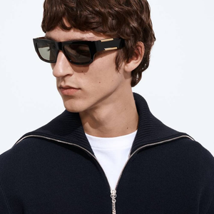 Bottega BV Retro Tortoise Shell <b>Rectangular</b> Sunglasses with Green Lenses UV Protection Fashion Shades Veneta - Product Image 2