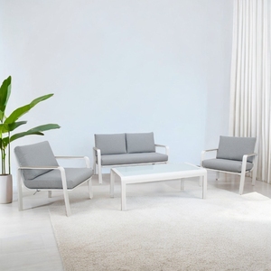 ชุดโซฟาในสวนอลูมิเนียม KD ทันสมัยพร้อมที่เท้าแขนหวายสำหรับลานกลางแจ้งหรืออพาร์ตเมนต์ - Product Image 1
