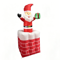 Décoration de Noël gonflable animée Norco 6 pieds, Père Noël montant dans la cheminée, en polyester imperméable, avec levage automatique et lumières LED