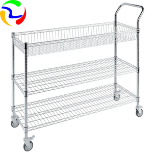 Estante de metal ajustable Estante de almacenamiento de malla de alambre móvil rodante galvanizado con ruedas Protección contra la corrosión - Product Image 1