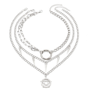 Geometric Stainless Steel <b>Necklace</b> With Pentagram Pendant Unisex Party Jewelry - Product Image 5