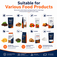 Op maat gedrukte, voedselveilige staande pouches met ritssluiting voor chips, noten, snoep, gedroogd fruit, OEM, ODM