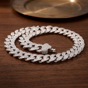 <span class=keywords><strong>Chaîne</strong></span> cubaine en moissanite plaquée <span class=keywords><strong>or</strong></span> 925 en argent sterling pour <span class=keywords><strong>homme</strong></span>, 15 mm, sertie de moissanites, en promotion - Product Image 4