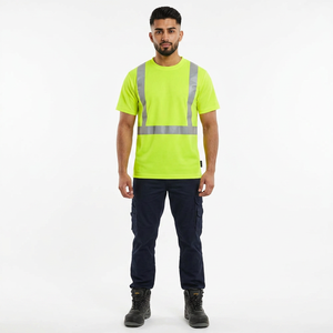 T-shirts haute visibilité sur mesure 2025, col rond, vêtements de travail, t-shirts de sécurité haute visibilité réfléchissants à manches courtes pour hommes, de haute qualité - Product Image 1