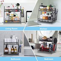 Organiseur de comptoir en métal noir, double couche, mobile, multifonctionnel, style nordique minimaliste moderne