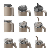 Nouvelle conception de poignée rotative, gobelet isotherme en acier inoxydable de 40 oz avec poignée et couvercle, tasse à bière