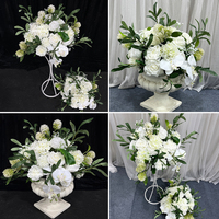 Boule de fleurs artificielles Sunwedding en soie de haute qualité, mélange d'orchidées blanches et de feuilles d'olivier, fleurs au toucher réel pour la décoration de mariages et d'événements